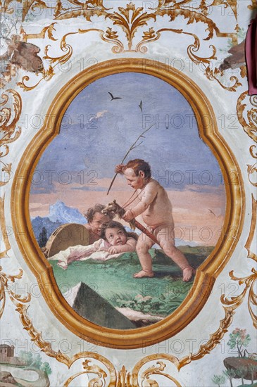 Vicenza, Villa Valmarana ai Nani, Guest Lodgings, the Room of the Putti, medallion with putti