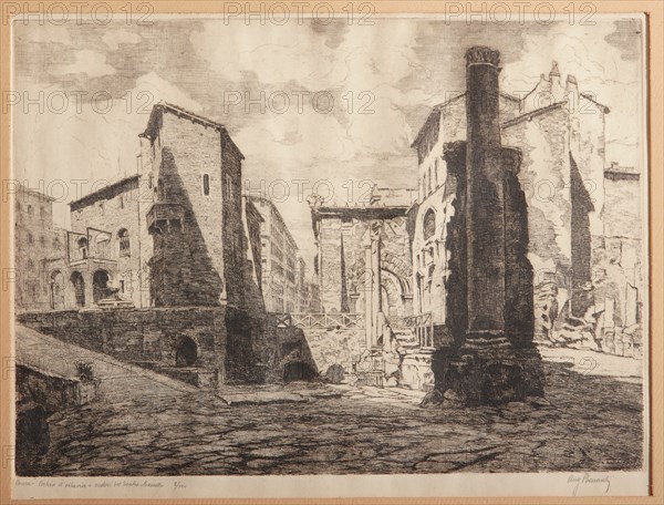 Augusto Baracchi (1878 - 1942), "Rome, Porticus of Octaviae, and the Ruins of Marcellus' Theatre"