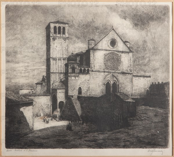 Augusto Baracchi (1878 - 1942), "Assisi, Basilica of St. Francis"