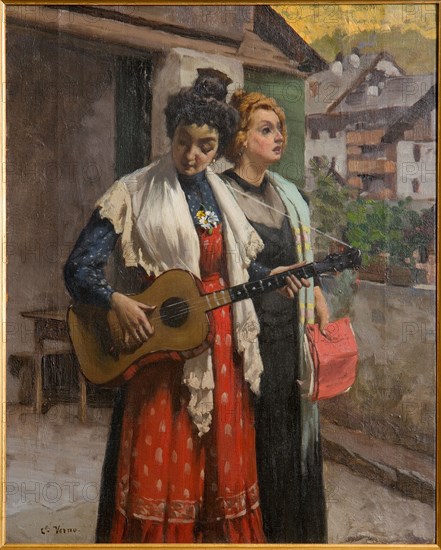 Camillo Verno (1870 - 1942), "Grape Festival in Chambave  (Courmayeur)"