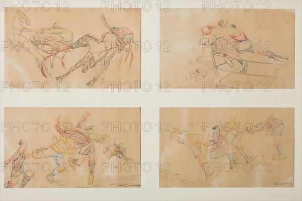 Ferruccio Venturelli (1888-1969); "Four Caricature"; mixed media