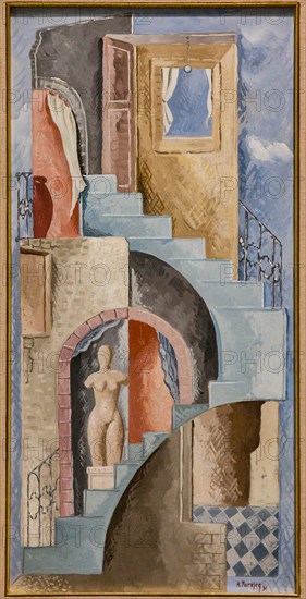 Museo Novecento: "Statue and Staircase", by Renato Paresce, 1931