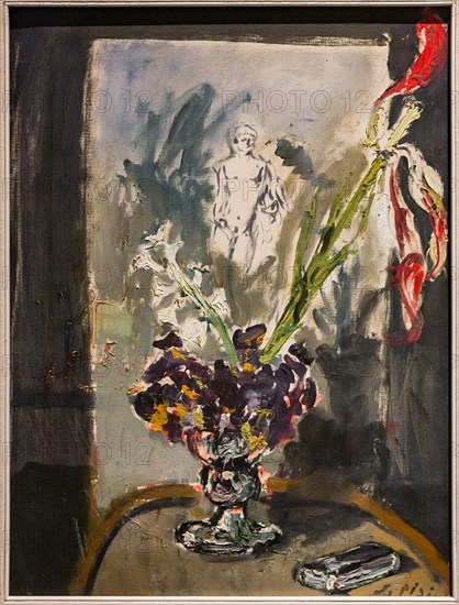 Museo Novecento: "Still life with vase of flowers and canvas with a male nude", by Filippo De Pisis, 193o