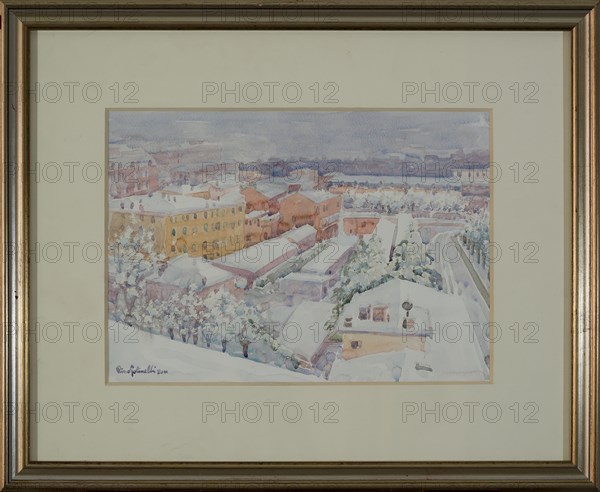 Rino Golinelli (1932): "Modena, landscape in the snow"