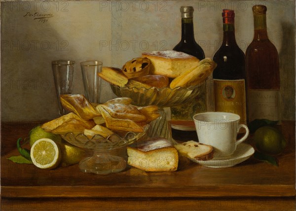Eugenio De Giacomi (1852 - 1917): "Still Life with Bottle"