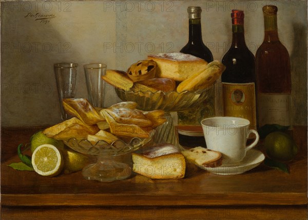 Eugenio De Giacomi (1852-1917): "Still Life with Bottle"