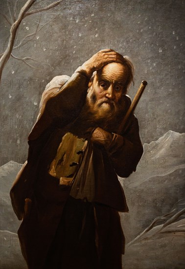 Brescia, Pinacoteca Tosio Martinengo: "Old Man in the Snow" by Antonio Cifrondi