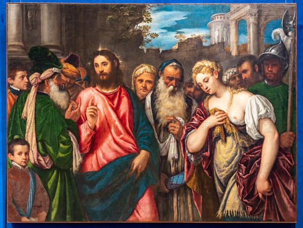 Brescia, Pinacoteca Tosio Martinengo: "Christ and the adulteress",  by Polidoro De Renzi, detto Polidoro da Lanciano