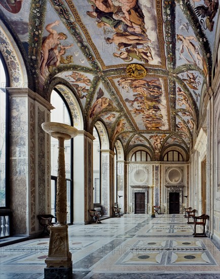 Rome, Villa Farnesina: view of the Loggia of Cupid and Psyche