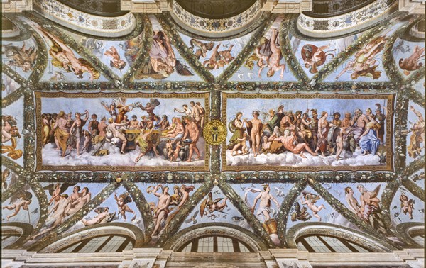 Rome, Villa Farnesina, Loggia of Cupid and Psyche: view of the vault