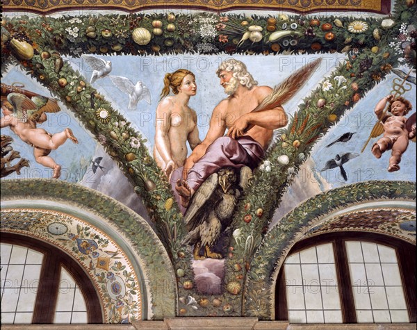 Rome, Villa Farnesina, Loggia of Cupid and Psyche: one vault pendentive depicting Venus and Jupiter