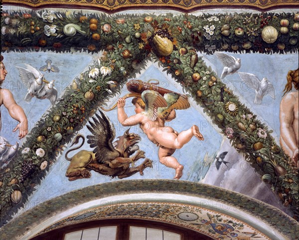 Rome, Villa Farnesina, Loggia of Cupid and Psyche: one vault pendentive depicting Mercurius