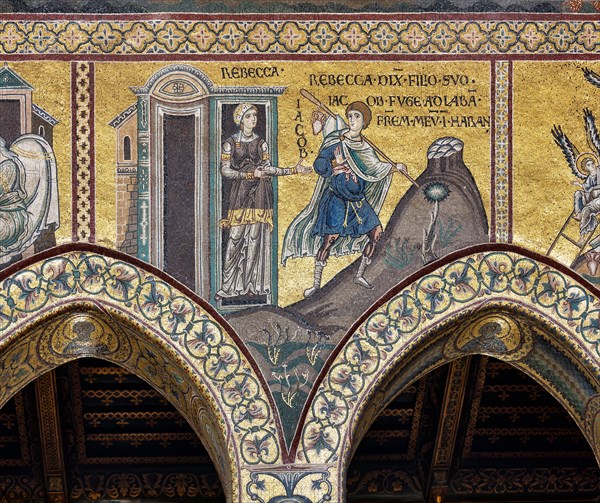 Monreale, Duomo: "Rebecca orders her son Jacob to flee to Haram with his brother Laban"