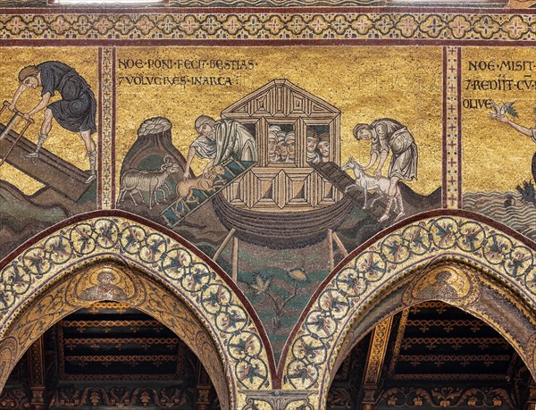 Monreale, Duomo: "Noah has the animals loaded onto the Ark"