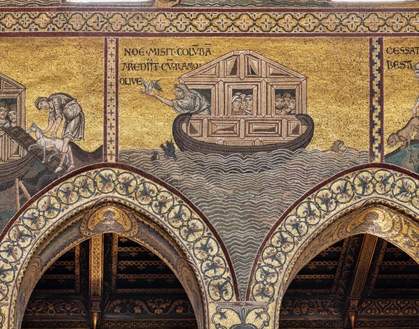 Monreale, Duomo: "Noah has the animals loaded onto the Ark"