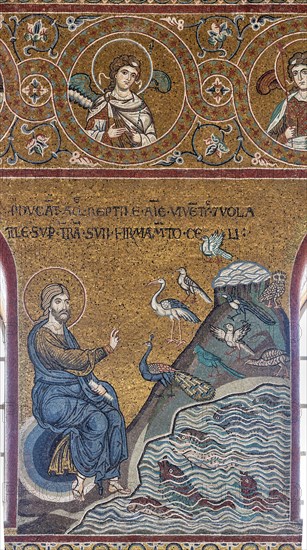 Monreale, Duomo: "Creation of fish and birds"