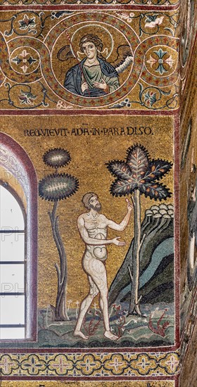 Monreale, Duomo: "Adam rests in the Earthly Paradise"