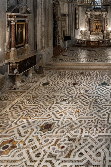 Monreale Cathedral, Northern transept: mosaic floor in opus sectile with geometric motifs