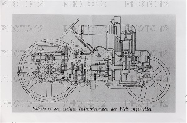 Old Tractor. Detail of the technical drawing.