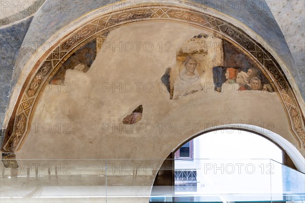 “Lunette with Figure of a Saint and five unidentified figures”. Frescoes by Jacopo di Cione