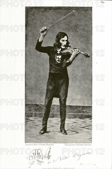 Portrait of Niccolò Paganini playing the violin