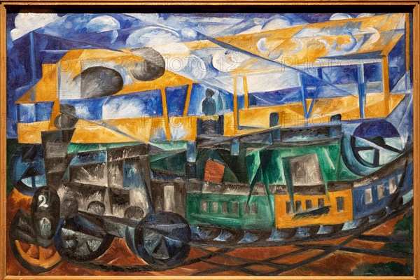 Goncharova, 'Airplane over a Train'