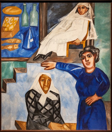 Goncharova, 'Jewish people in the street. A Jewish Shop'