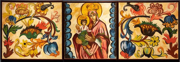 Goncharova, 'Tryptych of the Mother of God. Flowers, Mother of God, Flowers'