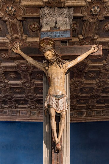Crucifix in polychrome wood