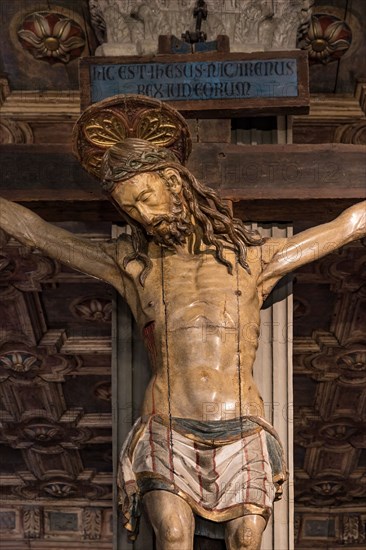 Crucifix in polychrome wood