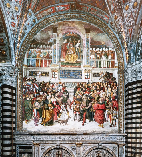 Fresco showing the Coronation of Pope Pius III