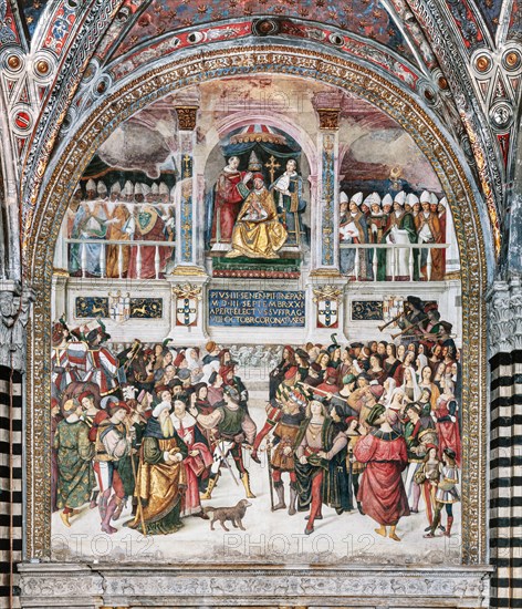 Fresco showing the Coronation of Pope Pius III