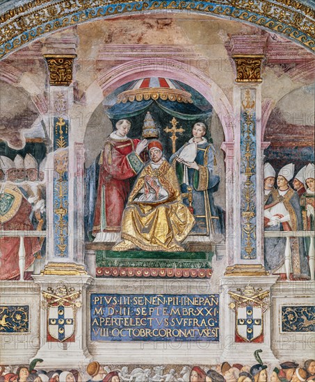Fresco showing the Coronation of Pope Pius III