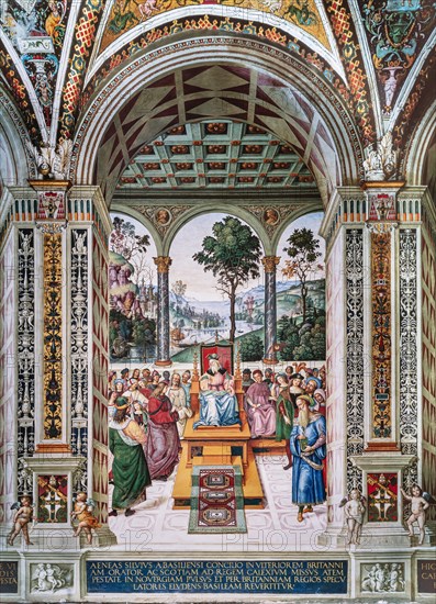 Fresco on the North-East wall of the Piccolomini Library in Siena
