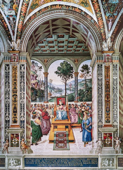 Fresque du mur nord-est de la Libreria Piccolomini à Sienne