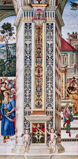 Fresco on the North-East wall of the Piccolomini Library in Siena