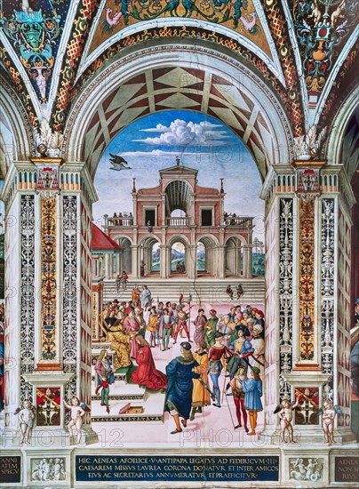 Fresco on the North-East wall of the Piccolomini Library in Siena