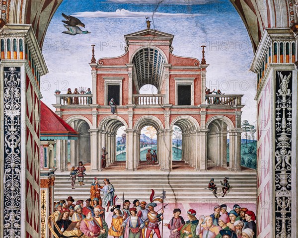 Fresco on the North-East wall of the Piccolomini Library in Siena