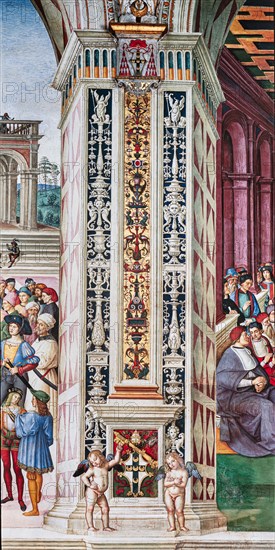 Fresco on the North-East wall of the Piccolomini Library in Siena