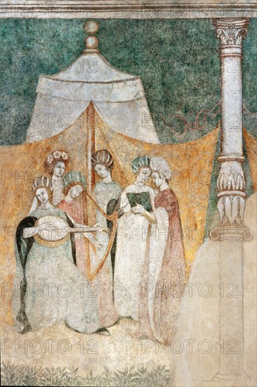 Fresque d'un mur intérieur de la Bicocca degli Arcimboldi à Milan