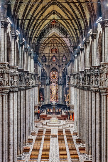 The Milan Cathedral: view of the nave