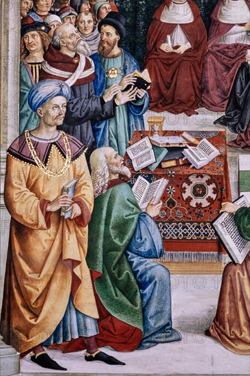 Fresco on the South-West wall of the Piccolomini Library in Siena