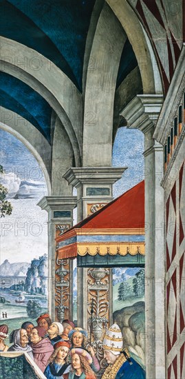 Fresco on the South-West wall of the Piccolomini Library in Siena