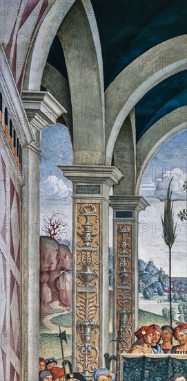 Fresco on the South-West wall of the Piccolomini Library in Siena
