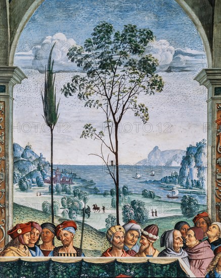 Fresco on the South-West wall of the Piccolomini Library in Siena