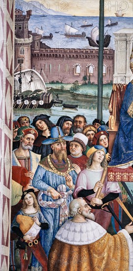 Fresque du mur sud-ouest de la Libreria Piccolomini à Sienne