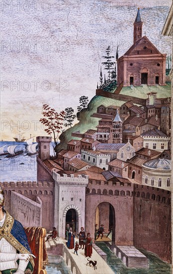 Fresco on the South-West wall of the Piccolomini Library in Siena