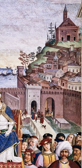 Fresque du mur sud-ouest de la Libreria Piccolomini à Sienne