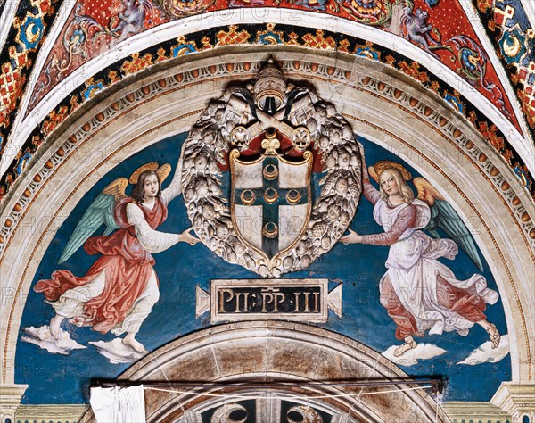 Fresco on the North-West wall of the Piccolomini Library in Siena