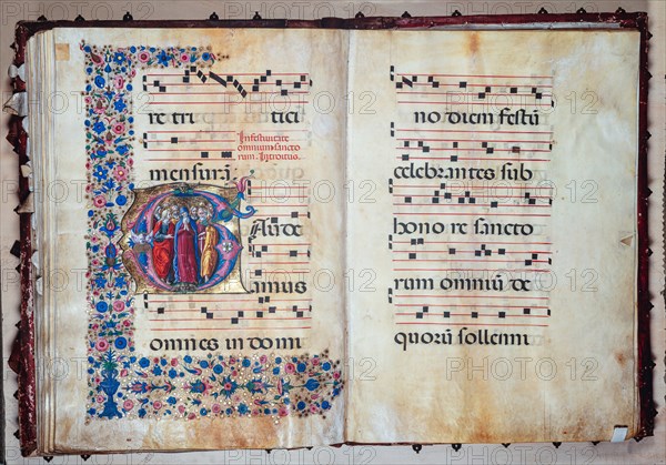 Choir book located at the Piccolomini Library in Siena